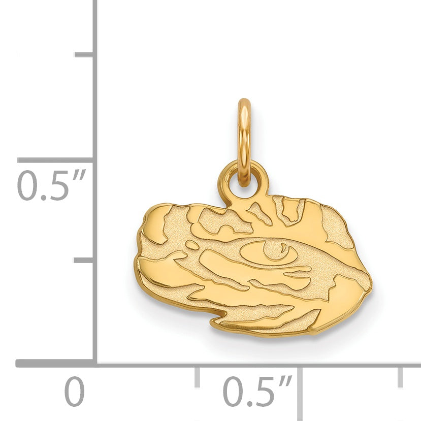 10K Yellow Gold Logoart Louisiana State University Tiger Eye Extra Small Pendant