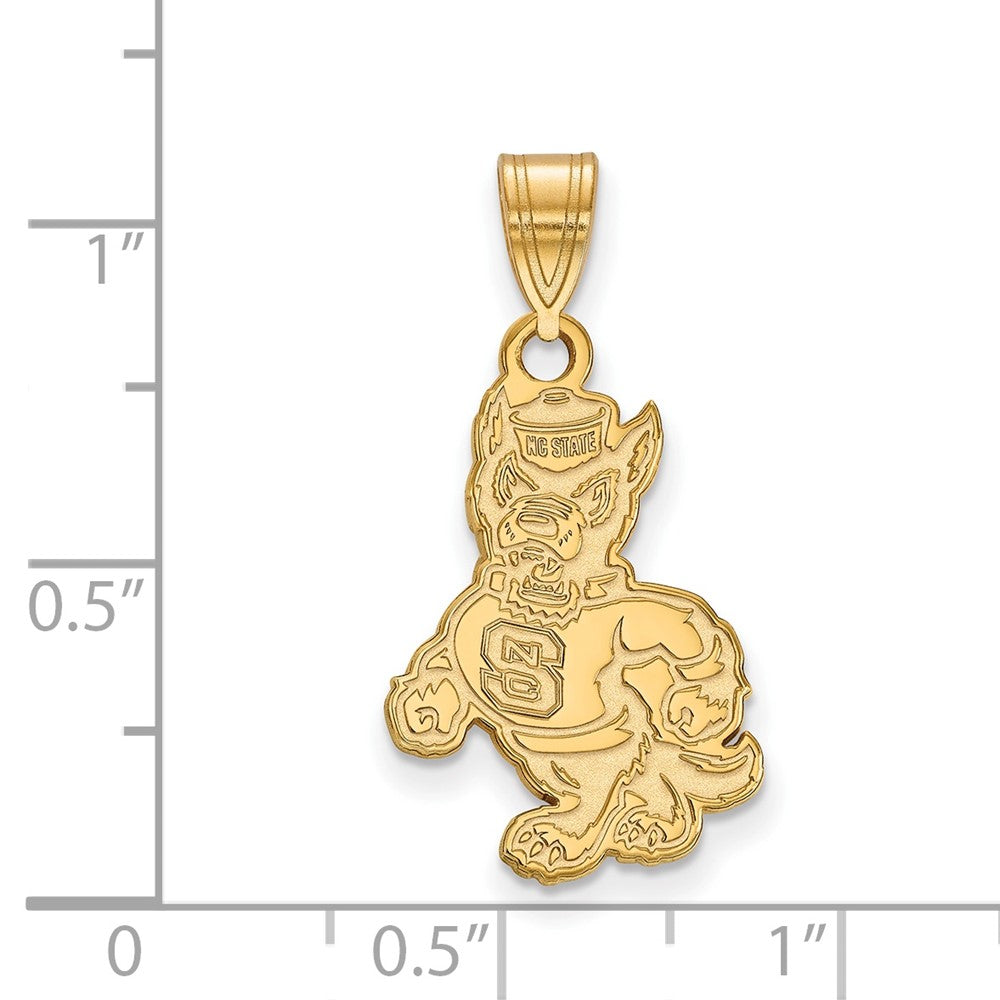 14K Yellow Gold Logoart North Carolina State University Wolf Large Pendant