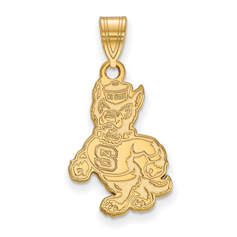 Gold Plated Sterling Silver Logoart North Carolina State University Wolf Large Pendant