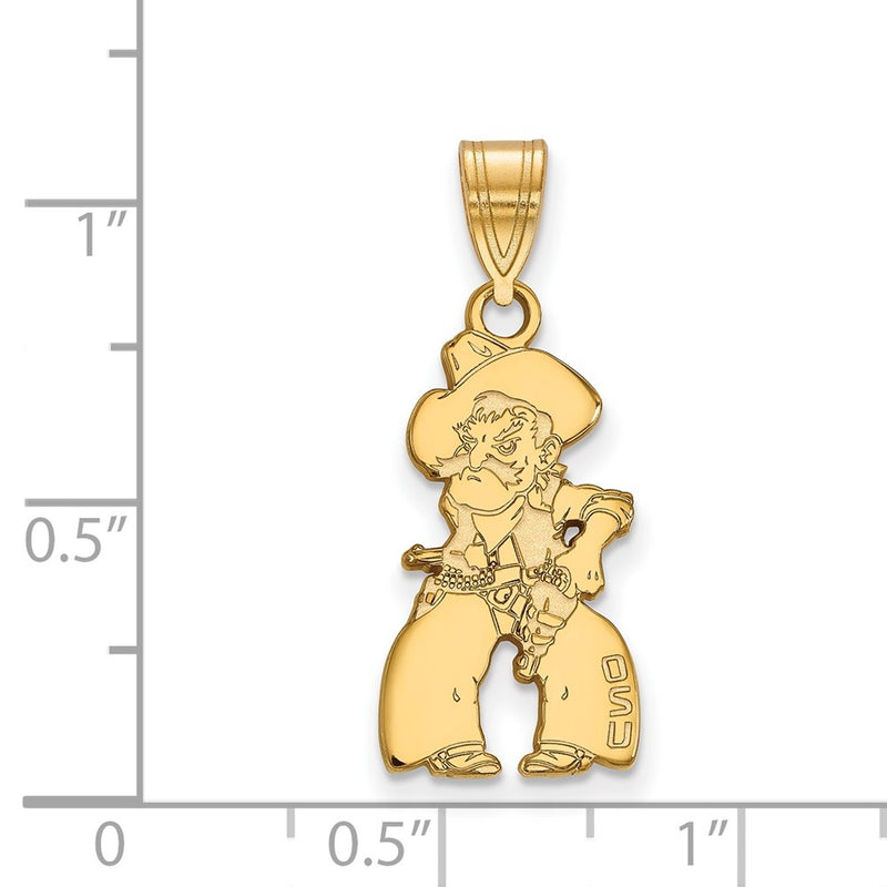 Gold Plated Sterling Silver Logoart Oklahoma State University Cowboy Large Pendant