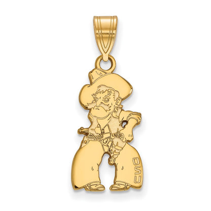 Gold Plated Sterling Silver Logoart Oklahoma State University Cowboy Large Pendant