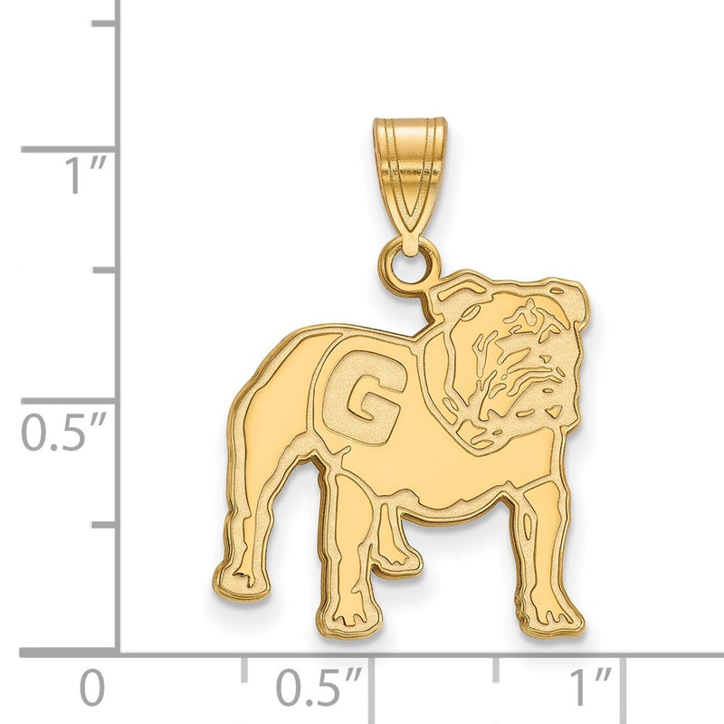 Gold Plated Sterling Silver Logoart University Of Georgia Bulldog Large Pendant