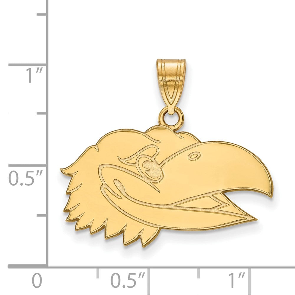 Gold Plated Sterling Silver Logoart University Of Kansas Jayhawk Medium Pendant