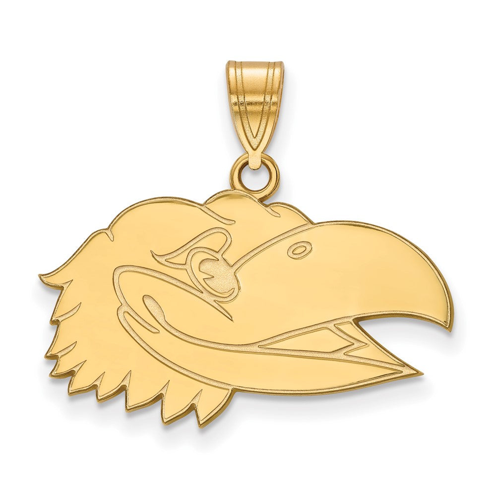 14K Yellow Gold Logoart University Of Kansas Jayhawk Medium Pendant
