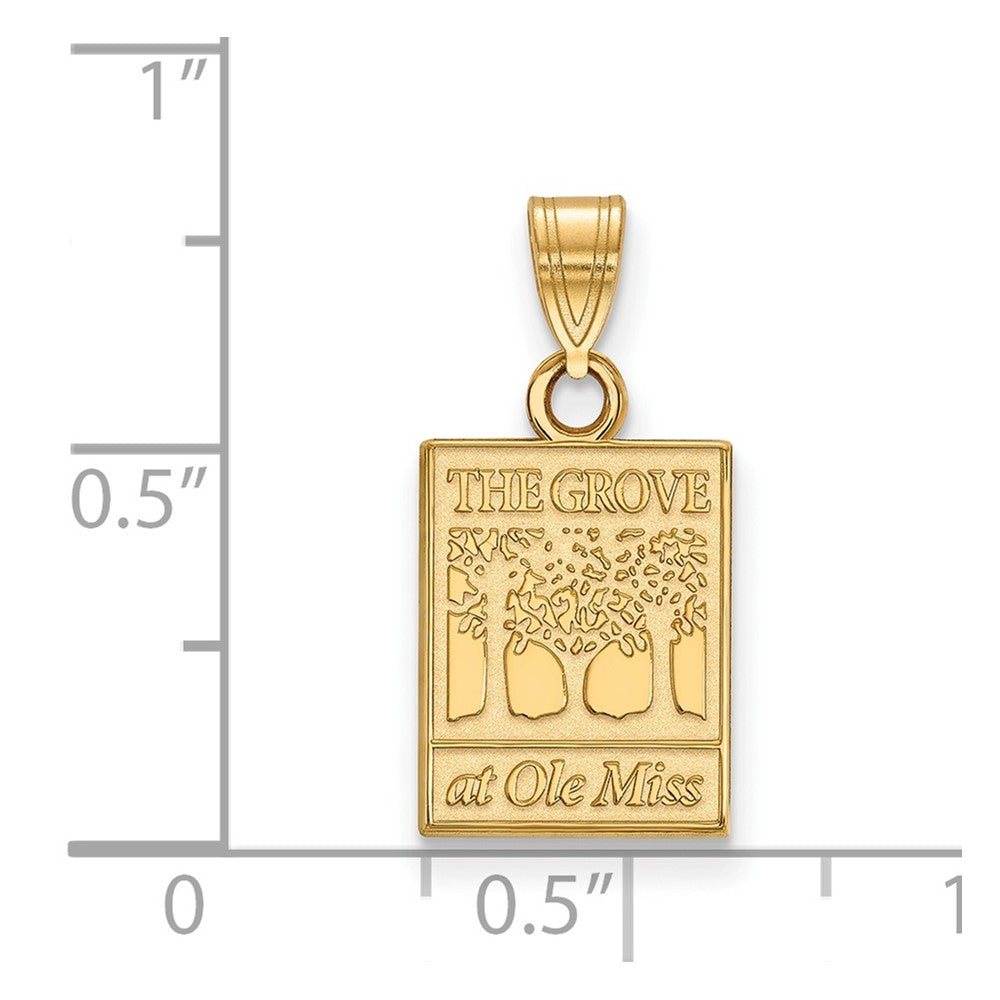 Gold Plated Sterling Silver Logoart University Of Mississippi The Grove At Ole Miss Small Pendant