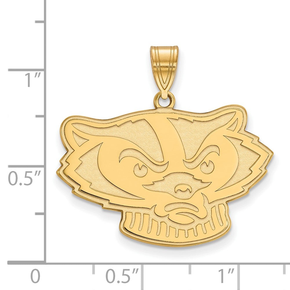 14K Yellow Gold Logoart University Of Wisconsin Badger Large Pendant