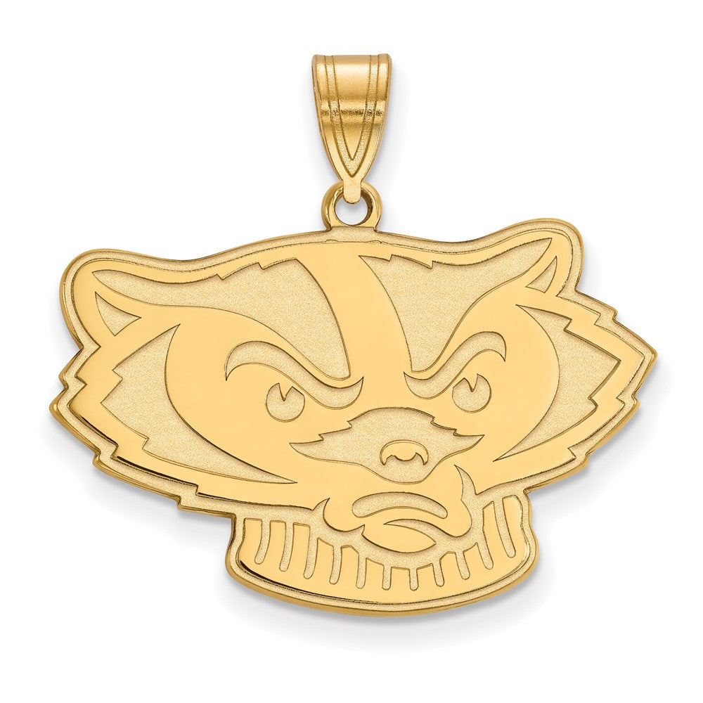 Gold Plated Sterling Silver Logoart University Of Wisconsin Badger Large Pendant
