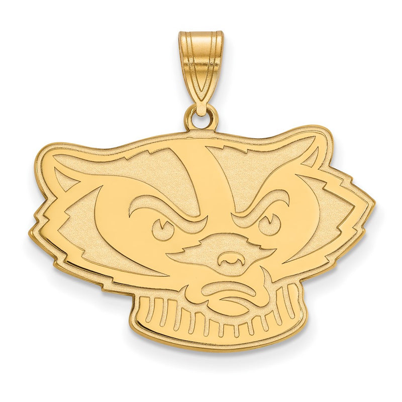 Gold Plated Sterling Silver Logoart University Of Wisconsin Badger Large Pendant