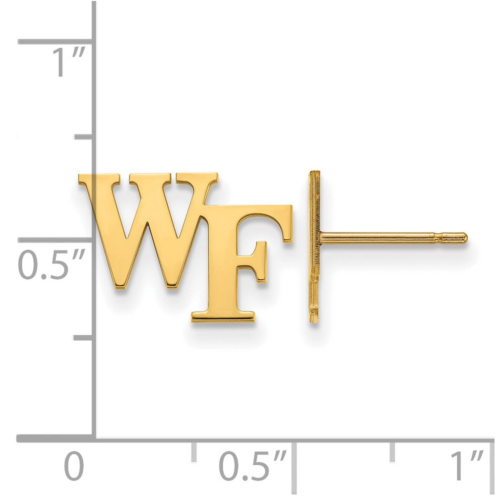 14K Yellow Gold Logoart Wake Forest University W F Extra Small Post Earrings