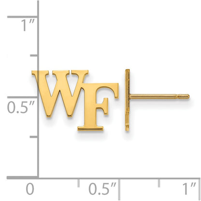 14K Yellow Gold Logoart Wake Forest University W F Extra Small Post Earrings