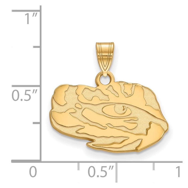 14K Yellow Gold Logoart Louisiana State University Tiger Eye Small Pendant