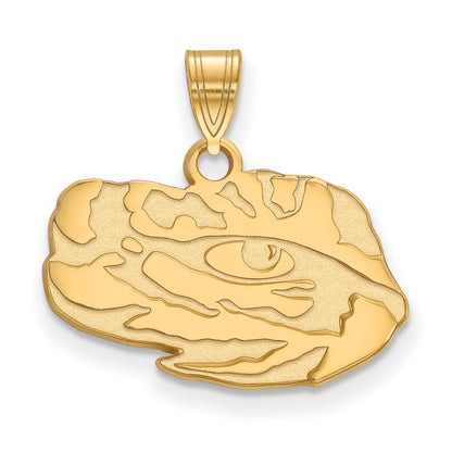 14K Yellow Gold Logoart Louisiana State University Tiger Eye Small Pendant