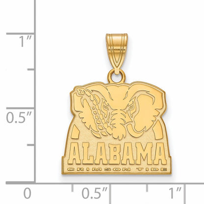 Gold Plated Sterling Silver Logoart University Of Alabama Elephant Medium Pendant
