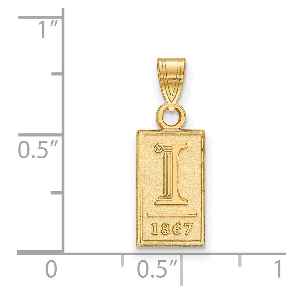 Gold Plated Sterling Silver Logoart University Of Illinois I 1867 Small Pendant