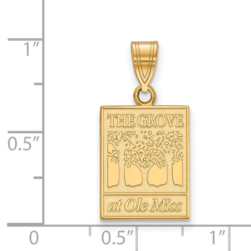 Gold Plated Sterling Silver Logoart University Of Mississippi The Grove At Ole Miss Medium Pendant