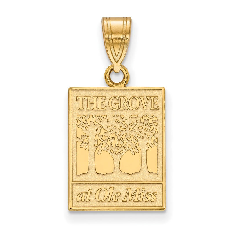 Gold Plated Sterling Silver Logoart University Of Mississippi The Grove At Ole Miss Medium Pendant