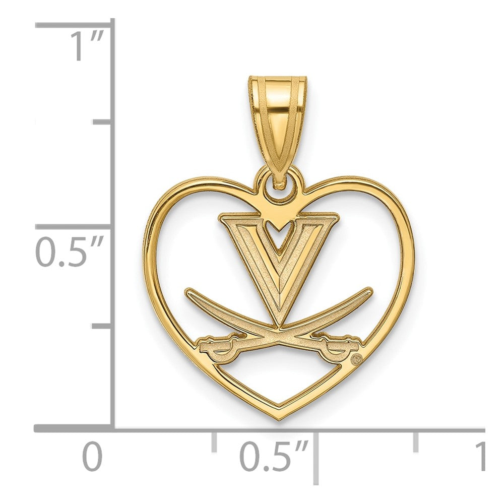 Gold Plated Sterling Silver Logoart University Of Virginia Heart Pendant