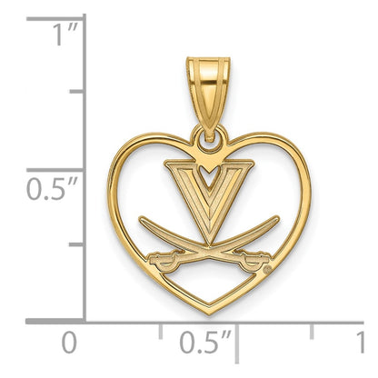 Gold Plated Sterling Silver Logoart University Of Virginia Heart Pendant