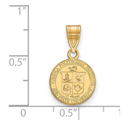 Gold Plated Sterling Silver Logoart Virginia Tech Small Crest Pendant