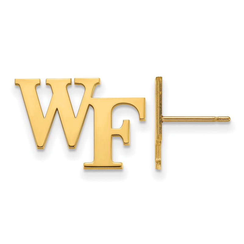 14K Yellow Gold Logoart Wake Forest University W F Small Post Earrings