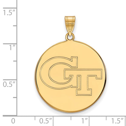 14K Yellow Gold Logoart Georgia Institute Of Technology G T Extra Large Disc Pendant