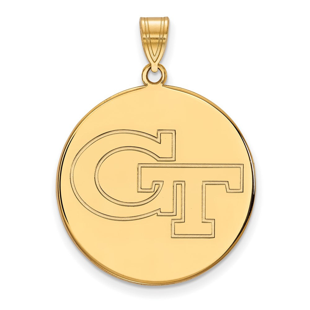 Gold Plated Sterling Silver Logoart Georgia Institute Of Technology G T Extra Large Disc Pendant
