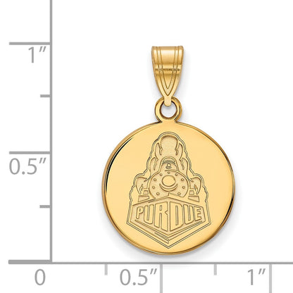 14K Yellow Gold Logoart Purdue University Boilermakers Train Logo Medium Disc Pendant