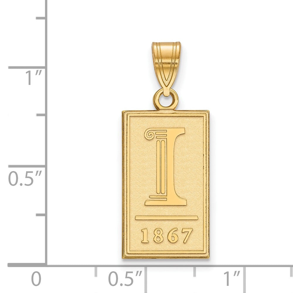 Gold Plated Sterling Silver Logoart University Of Illinois I 1867 Large Pendant