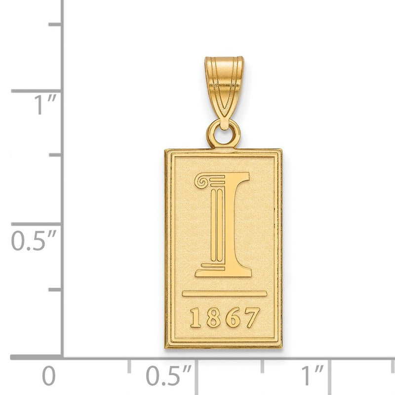 Gold Plated Sterling Silver Logoart University Of Illinois I 1867 Large Pendant