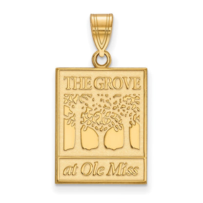 Gold Plated Sterling Silver Logoart University Of Mississippi The Grove At Ole Miss Large Pendant