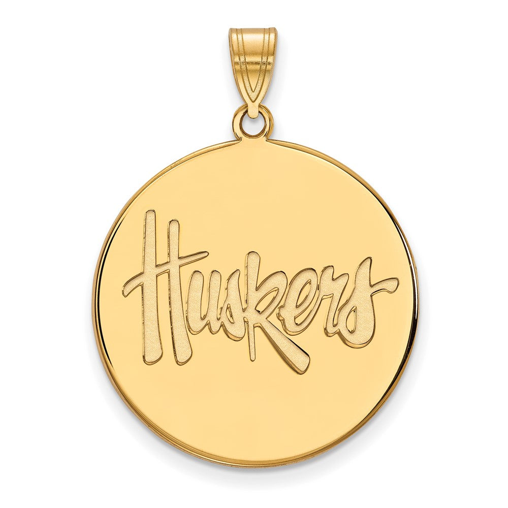14K Yellow Gold Logoart University Of Nebraska Huskers Extra Large Disc Pendant