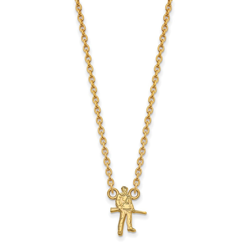 14K Yellow Gold Logoart West Virginia University Mountaineer Large Pendant 18 Inch Necklace