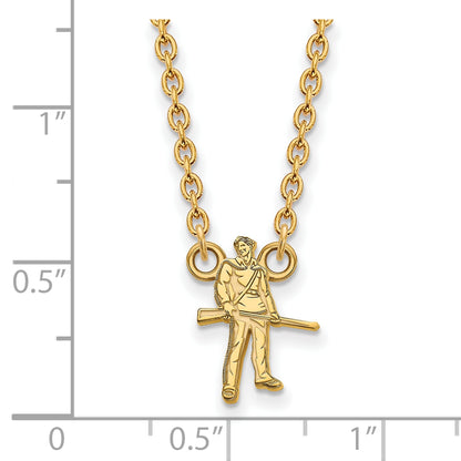 10K Yellow Gold Logoart West Virginia University Mountaineer Large Pendant 18 Inch Necklace