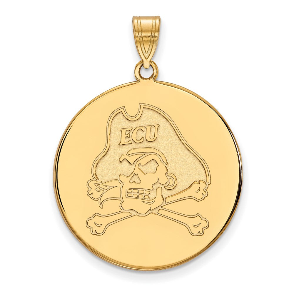 14K Yellow Gold Logoart East Carolina University Pirate Extra Large Disc Pendant