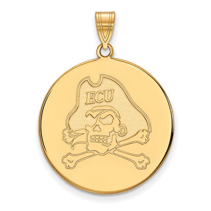 14K Yellow Gold Logoart East Carolina University Pirate Extra Large Disc Pendant