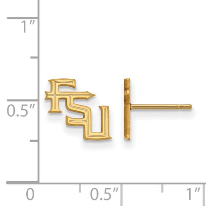 14K Yellow Gold Logoart Florida State University F S U Extra Small Post Earrings