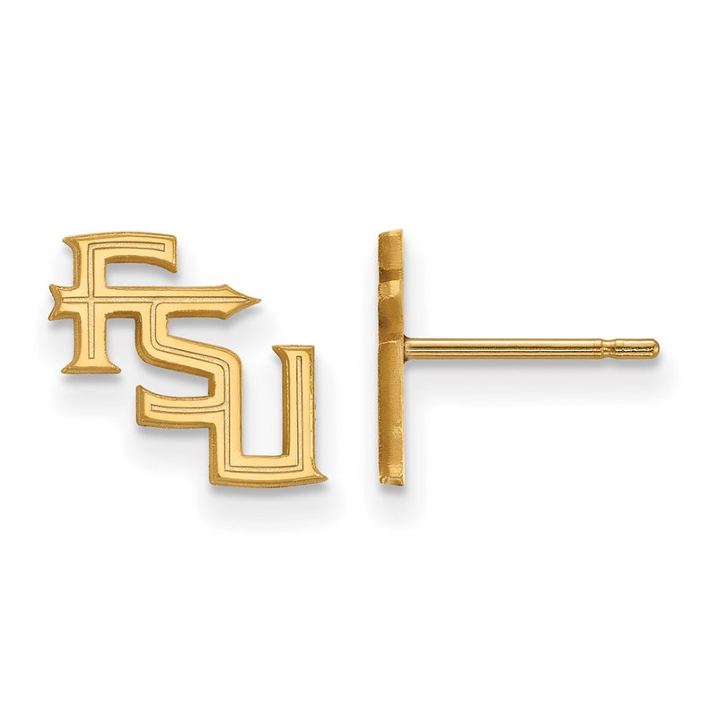 14K Yellow Gold Logoart Florida State University F S U Extra Small Post Earrings