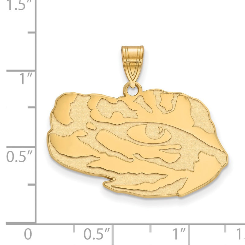 Gold Plated Sterling Silver Logoart Louisiana State University Tiger Eye Large Pendant
