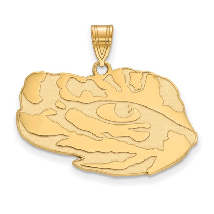 Gold Plated Sterling Silver Logoart Louisiana State University Tiger Eye Large Pendant