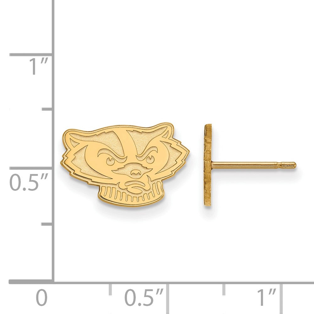 10K Yellow Gold Logoart University Of Wisconsin Badger Extra Small Post Earrings