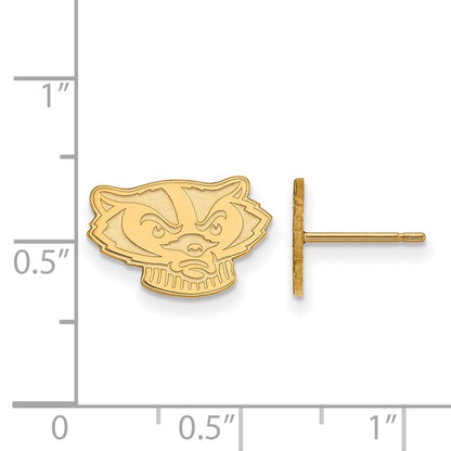 Gold Plated Sterling Silver Logoart University Of Wisconsin Badger Extra Small Post Earrings