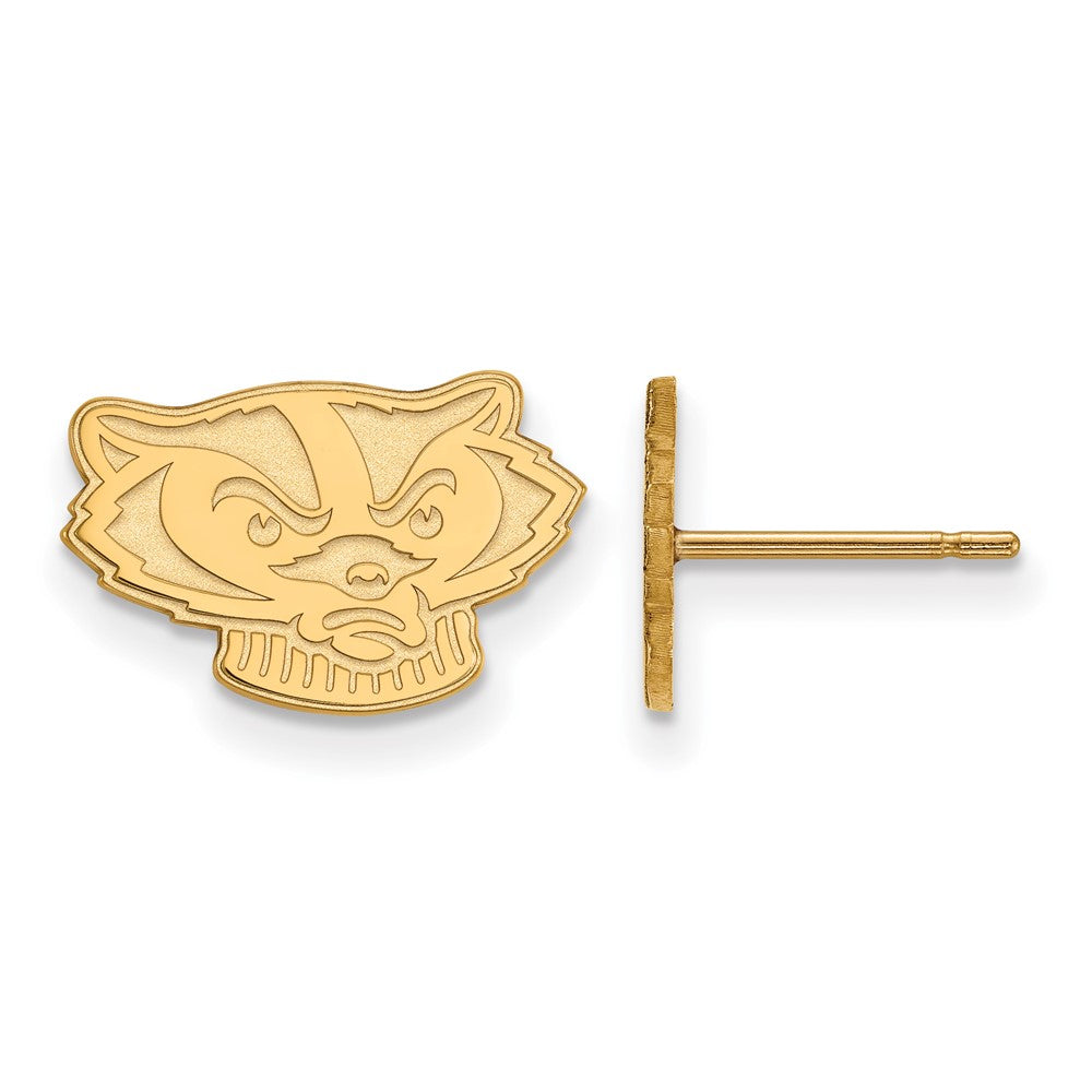 14K Yellow Gold Logoart University Of Wisconsin Badger Extra Small Post Earrings
