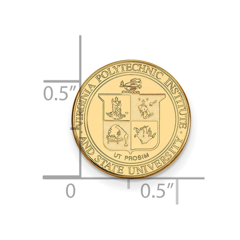 14K Yellow Gold Gold LogoArt Virginia Tech Crest Lapel Pin