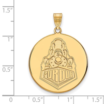 14K Yellow Gold Logoart Purdue University Boilermakers Train Logo Extra Large Disc Pendant