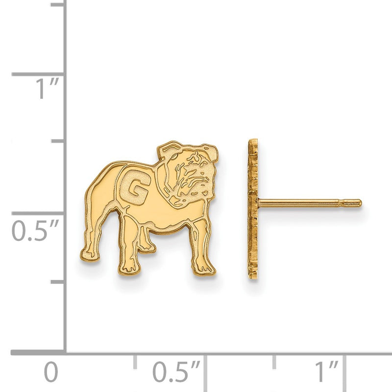 Gold Plated Sterling Silver Logoart University Of Georgia Bulldog Small Post Earrings