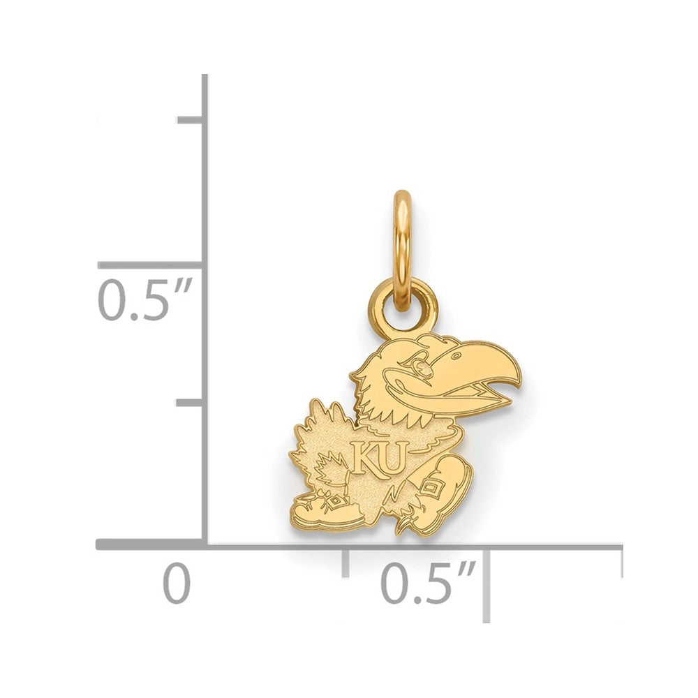 Gold Plated Sterling Silver Logoart University Of Kansas Jayhawk Extra Small Pendant