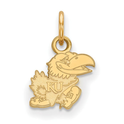 Gold Plated Sterling Silver Logoart University Of Kansas Jayhawk Extra Small Pendant