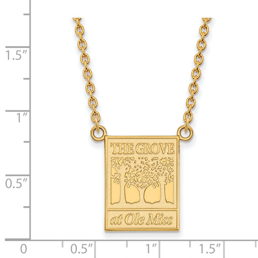 10K Yellow Gold Logoart University Of Mississippi The Grove At Ole Miss Large Pendant 18 Inch Necklace