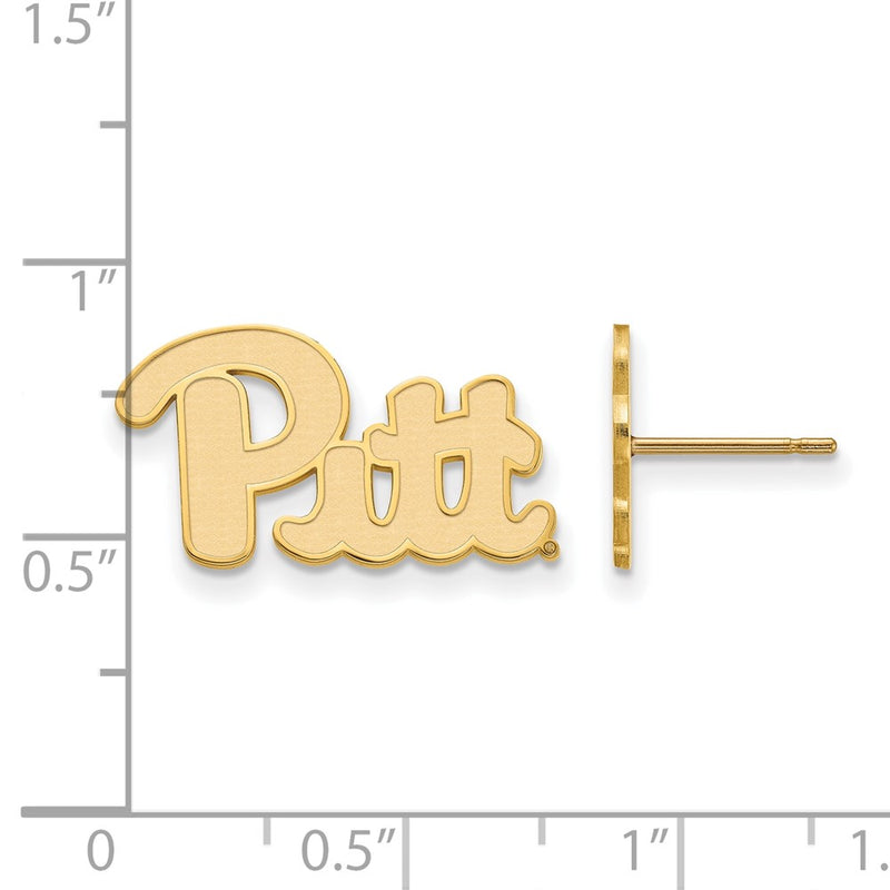 Gold Plated Sterling Silver Logoart University Of Pittsburgh Small Post Earrings