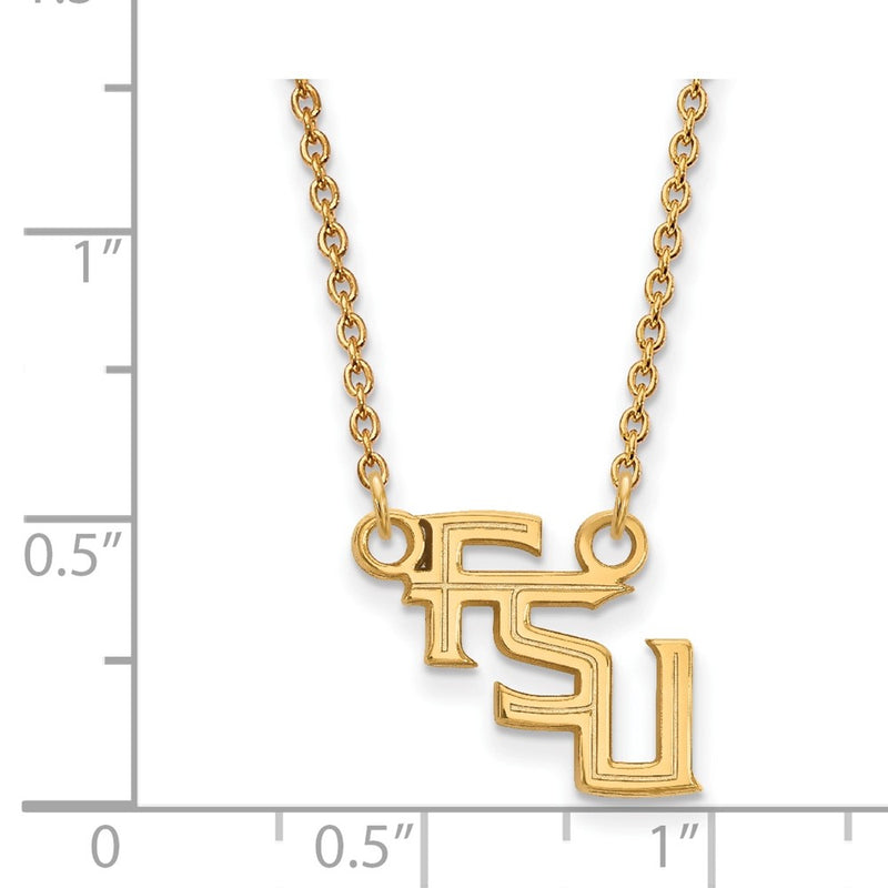 14K Yellow Gold Logoart Florida State University F S U Small Pendant 18 Inch Necklace